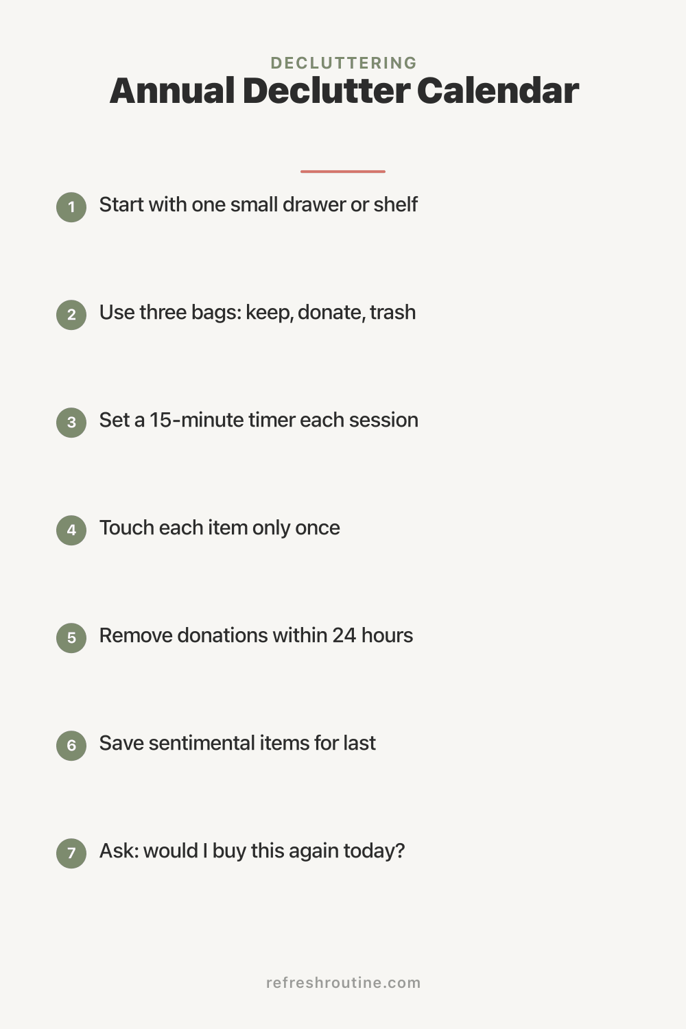Annual Declutter Calendar