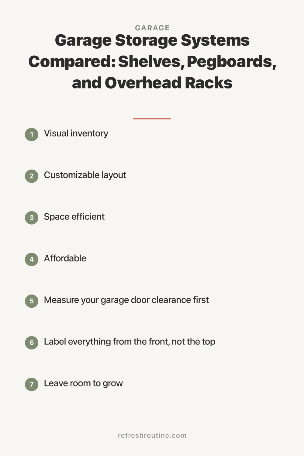 Garage Storage Systems Compared: Shelves, Pegboards, and Overhead Racks