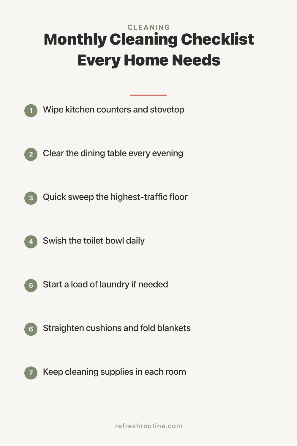 Monthly Cleaning Checklist Every Home Needs